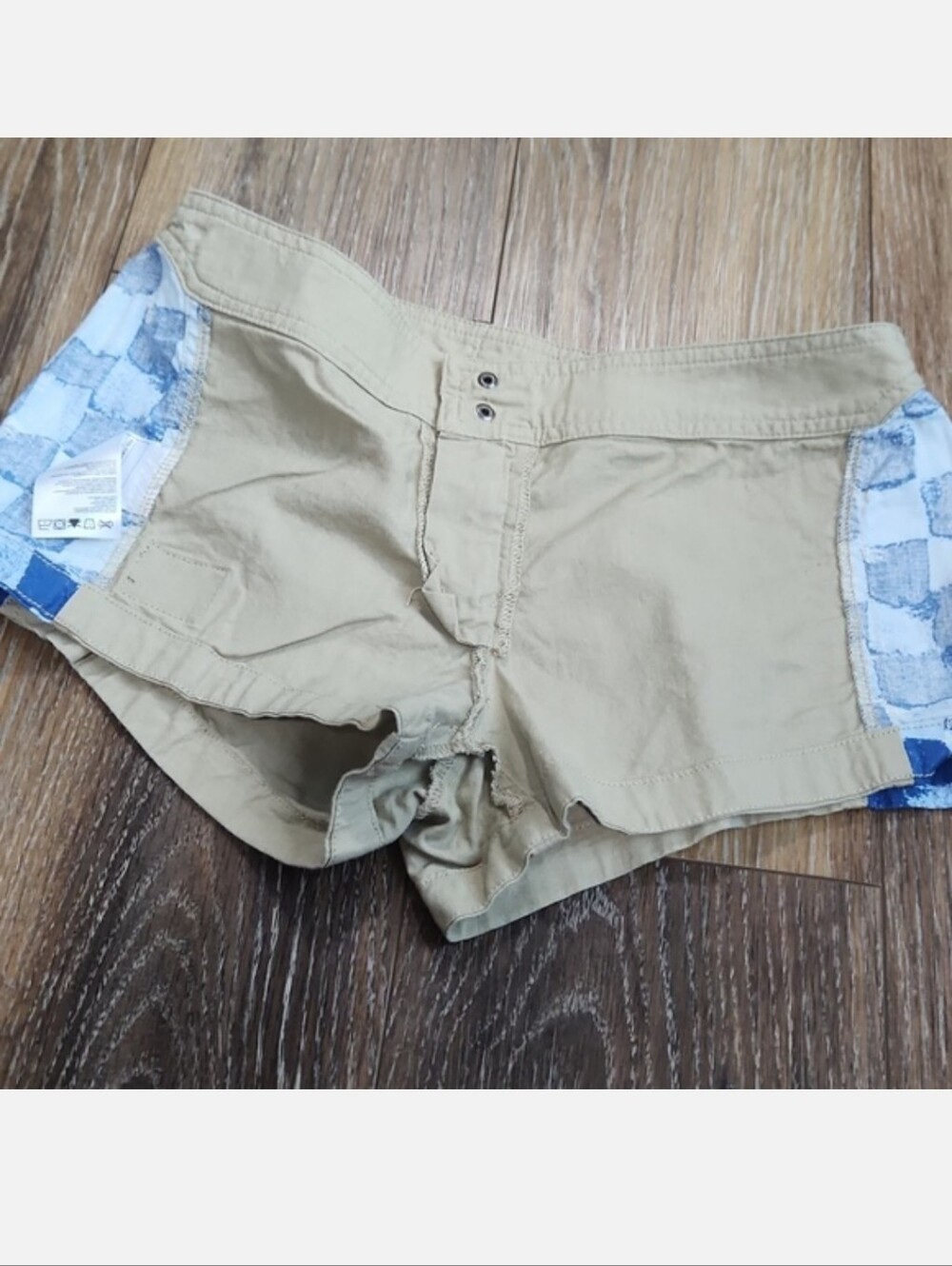 NWOT Quiksilver Blue Tan Khaki Checkerboard Shorts - Picture 8 of 10